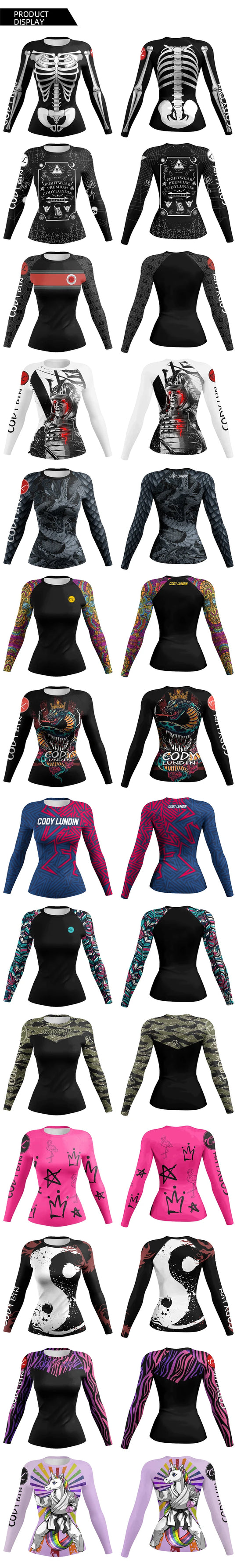 Cody Lundin MMA Grappling Rash Guard Women BJJ Training No Gi Fighting Wear Long Sleeve Tight Sublimation Gym Fitness Shirts