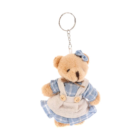 Cute Wear Clothes Bear Plush Toy Cartoon Rabbit Pendant Soft Stuffed Doll Keychain Backpack Car Bag Key Ring Decor Kid Gift