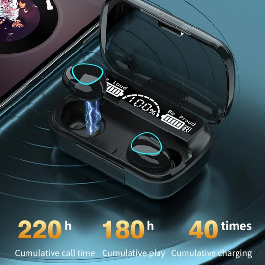 HIGH Quality Gaming Travel Portable Mini Digital Display Earbuds Power Bank With Charging Box In-ear Wireless Headphones