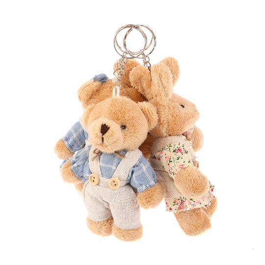 Cute Wear Clothes Bear Plush Toy Cartoon Rabbit Pendant Soft Stuffed Doll Keychain Backpack Car Bag Key Ring Decor Kid Gift