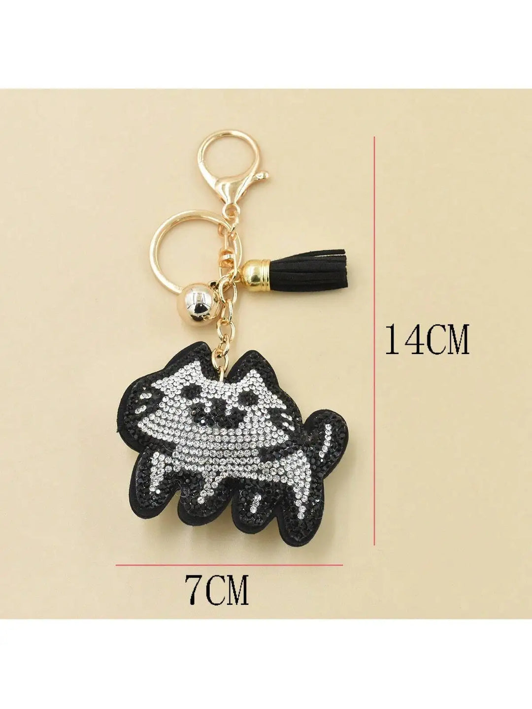 YLWHJJ Brand new Cute Rhinestone Cat Keychain For Women Bag Pendant Tassel kitten Dogs fish Key chain Fashion Jewelry key ring