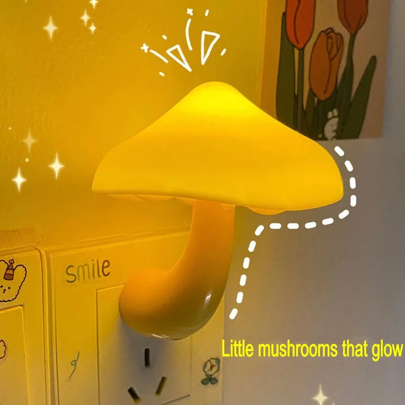 LED Night lamp Mushroom Wall lamp Socket lamp Eu Us Plug Warm White light Sensor Bedroom lamp Home Decor