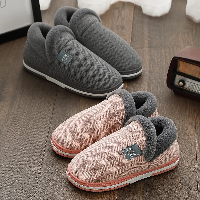 Big Size Men Winter Home Slippers Casual Shoes Women Soft Warm House Slides Indoor Bedroom Non Slip Flats Couples Floor Slipper