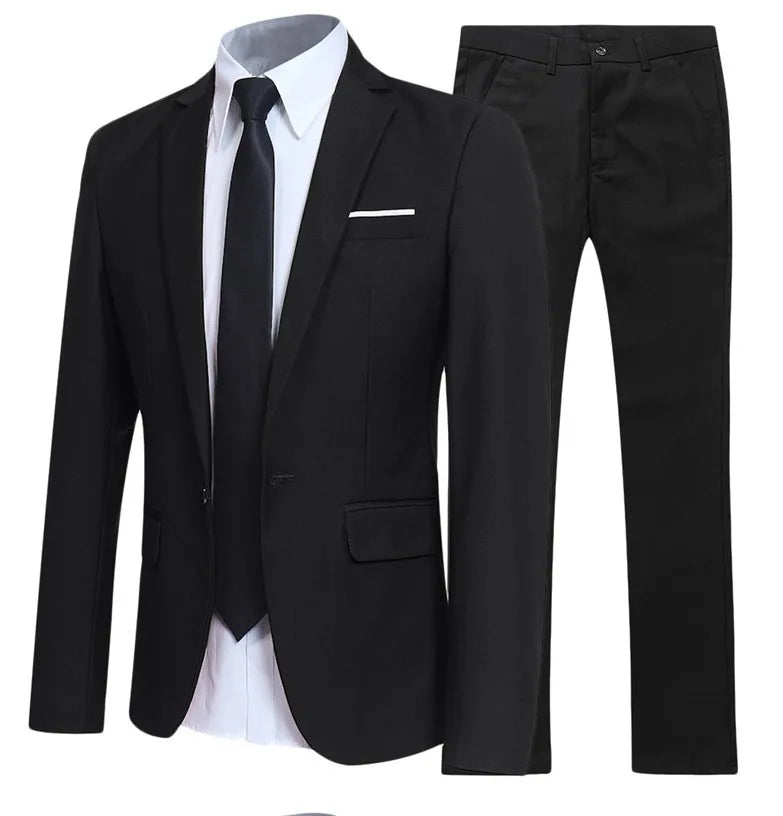 Men Blazers Sets 2 Pieces Wedding Elegant Formal 3 Suits Full Business Korean 2023 Pants Blue Coats Jackets Luxury