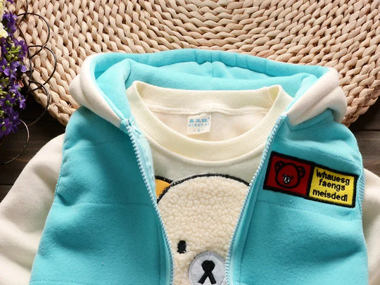 Winter Baby Boys Clothing Sets 2024 Cartoon Toddler Boys Girls Warm Hooded Coats Pants Suit Kids Thick Tracksuit Clothes Set