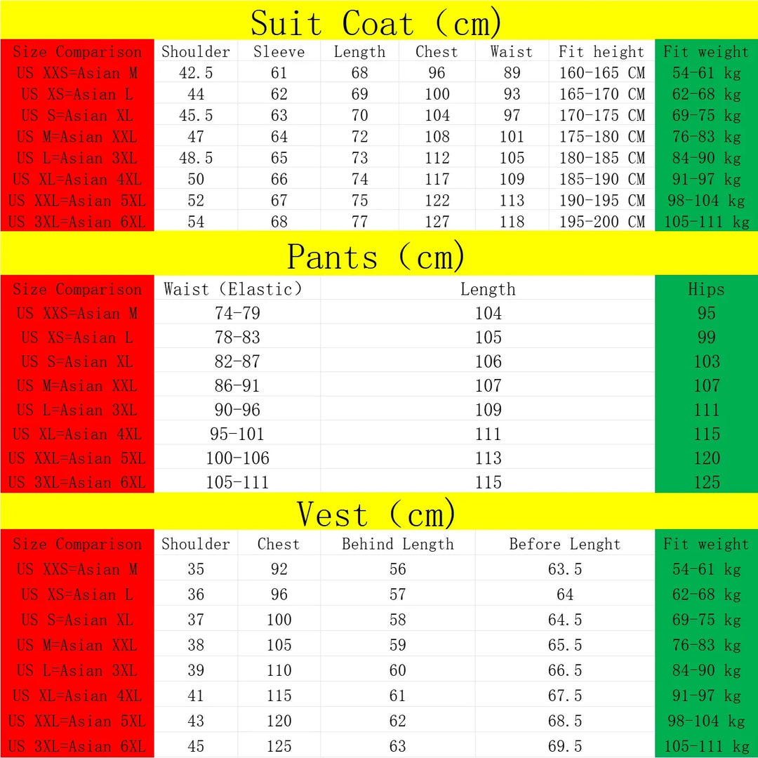 2023 Fashion Men's Casual Business Suit 3 Pieces Set / Male Dress Blazers Jacket Coat Blazers Trousers Pants Vest Waistcoat