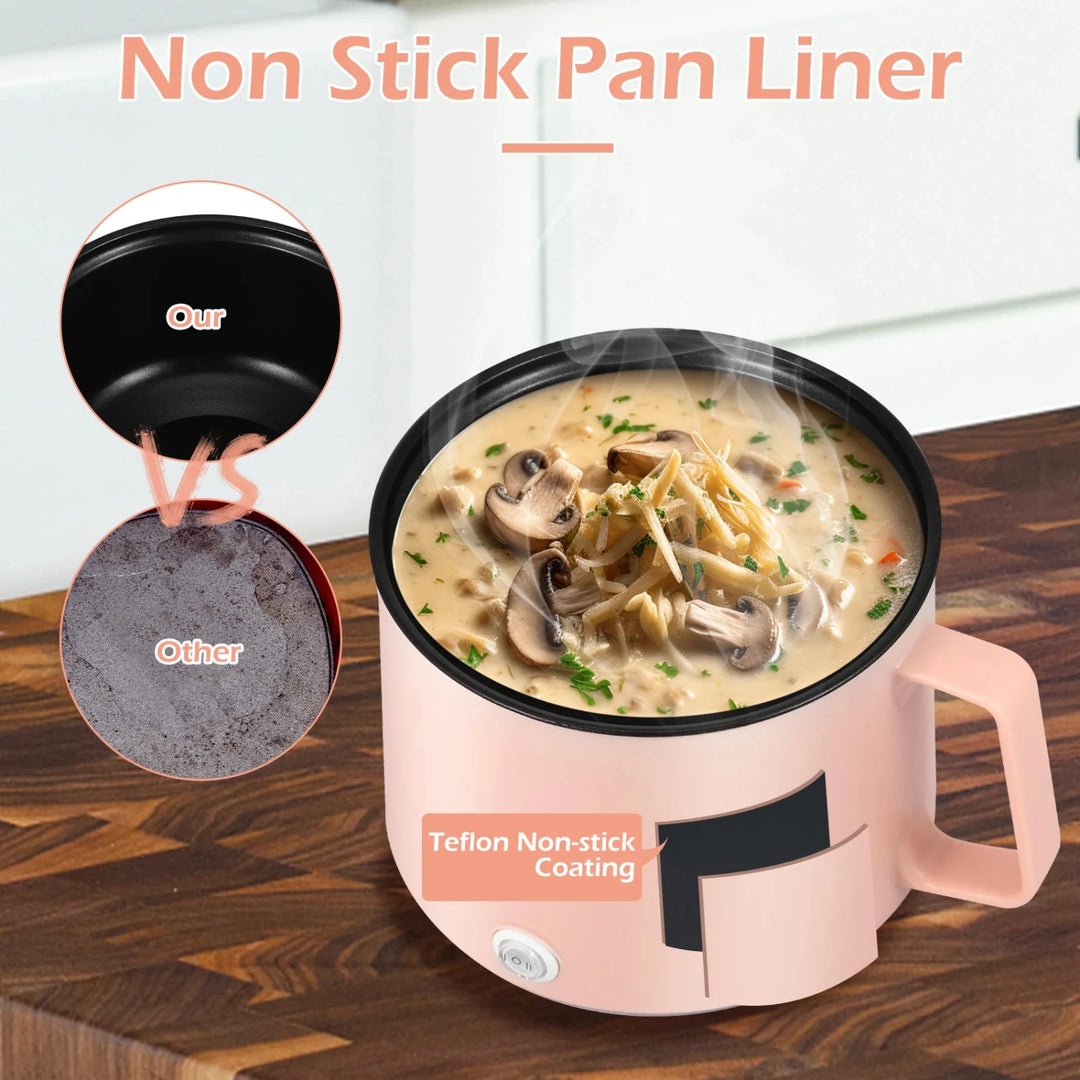 New 1pc Portable Non-Stick Mini 52oz Hot Pot Rice Cooker - Compact and Convenient Appliances, 2 Gear Rapid Noodles Cooker for Ho