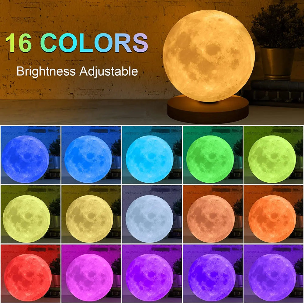 16 Colors Creative 3D Led Moon Night Lamp 360° Rotating Lunar Night Light for Home Office Room Touch Control Desktop Moon Lamp