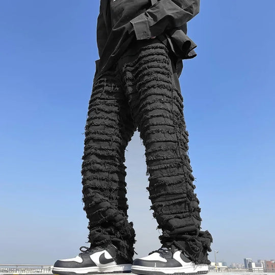 IEFB Niche Design Men's Ripped Jeans Hip Hop Menwear Fashion Loose Straight Denim Pants Personalized 2023 New Trend 9A7210