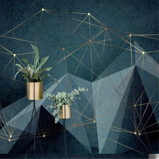 Creative Golden Geometric Lines Mural Wallpaper For Living Room Modern Abstract Light Luxury TV Background Wall Paper Home Decor