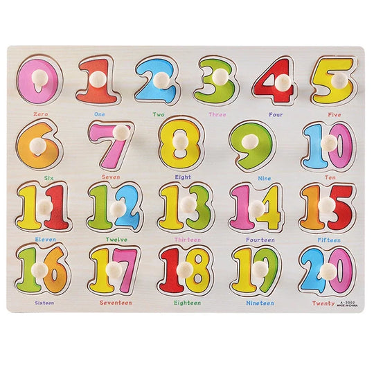 Baby Wooden Grab Board Number Letter Shape Recognition Puzzle Children Early Education Puzzle Toys Montessori Learning TMZ