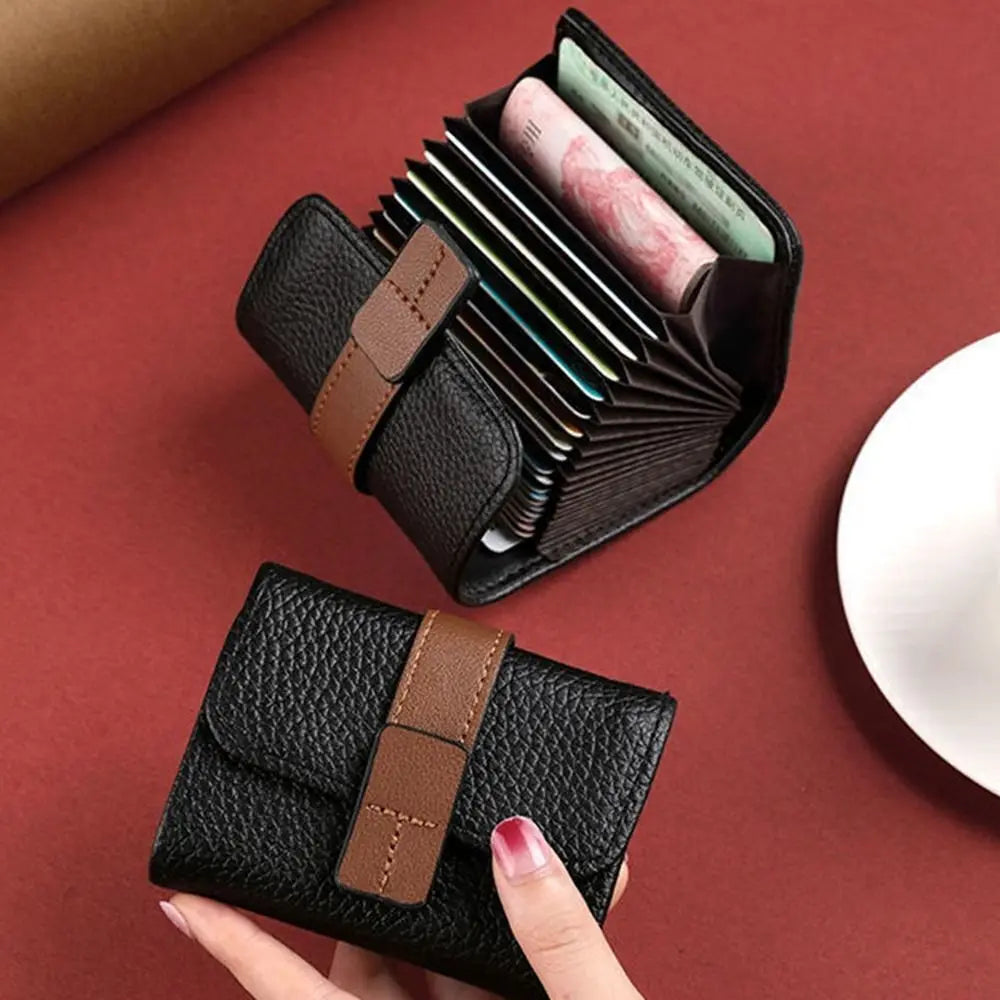 Leather Business Card Case Women Men Multiple Card Slots Bank/ID/Credit Card Holder Coin Purse Wallet Bag Organizer Unisex