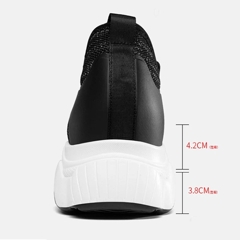 Men Elevator Shoes Height Increase Sneakers For Men Casual Insole 10cm 8cm 6cm Optional Heels Moccasins Taller Male Sports 37-43