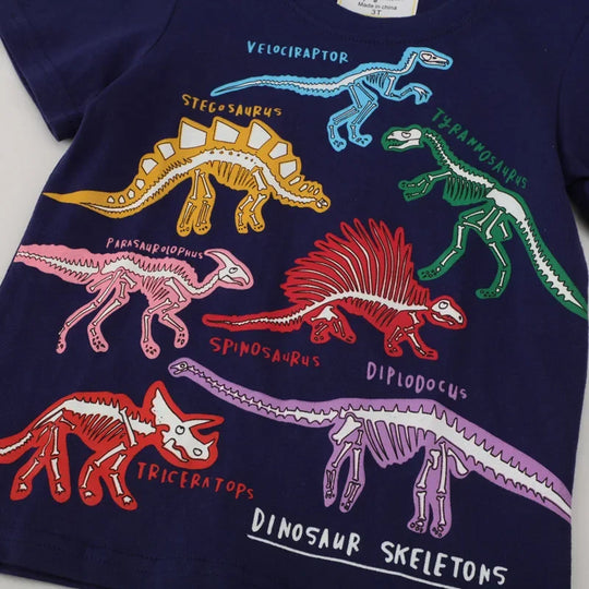 2024 Summer New Fashion Children Luminous Dinosaurs Shark Cartoon T-shirt Boys Shirt Jumper Top Kids Clothes