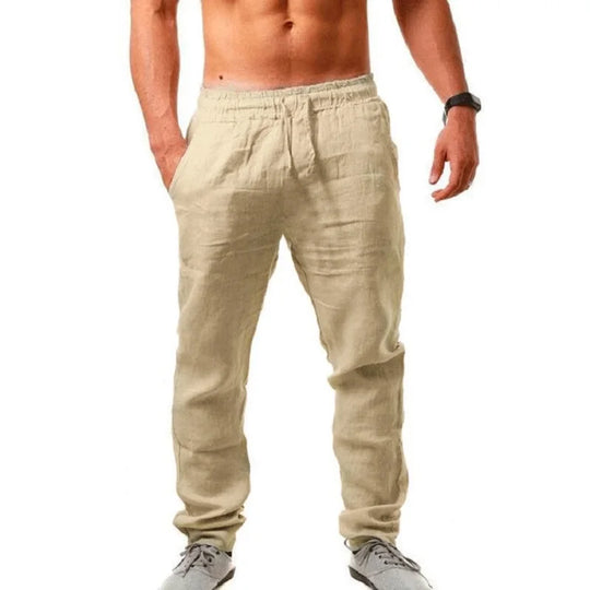 Mens Thin Style Cotton White Cargo Pants Male Spring New Breathable Solid Color Linen Trousers Fitness Streetwear Pantalon Homme