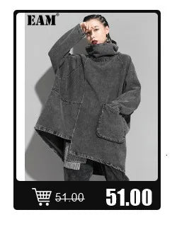 [EAM] Both Side Wear Big Size Knitting Sweater Turtleneck Long Sleeve Women Pullovers New Fashion Autumn Winter 2024 1DE3629