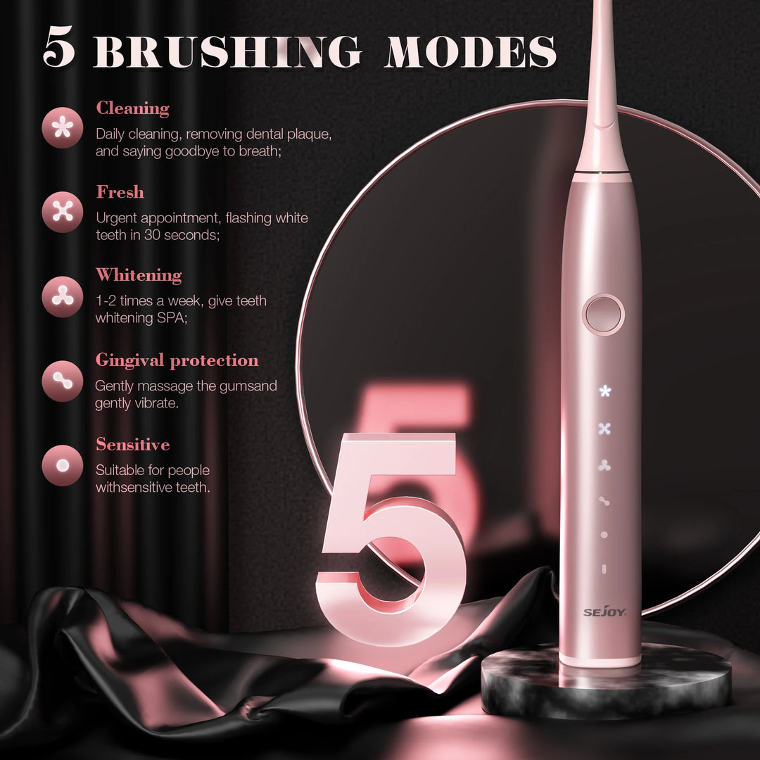 SEJOY Sonic Electric Toothbrush Oral Cleaning Personal Care Appliances IPX7 5 Modes Smart Rechargeable Automatic Toothbrush