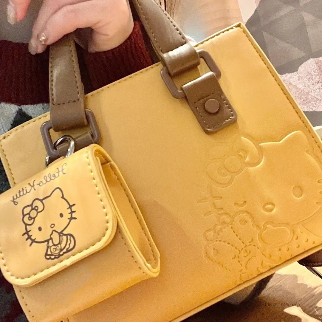 Sanrio Hello Kitty New Mini Handbags For Women Japanese Style Cute Messenger Bag Y2k Cartoon Cute Bags Aesthetic Pu Leather Tote