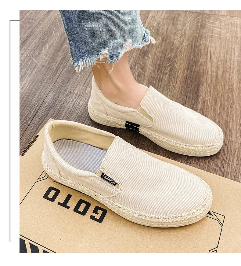 Man's Sneakers Canvas Flat Fisherman Linen Cloth Sneakers Shoes Male Summer Casual Shoes For Men Loafers 2024 Walking Shoes Male