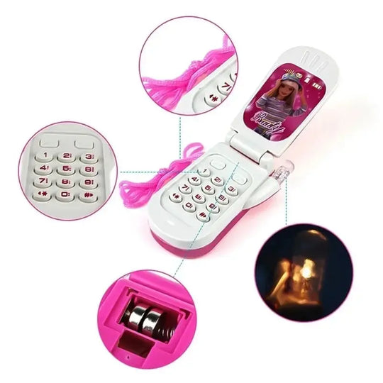 Classic Clamshell Mini Cute Multicolor Baby Electronic Music Flash Light Cartoon Cell Phone Toy Girl's Fashion Holiday Gift