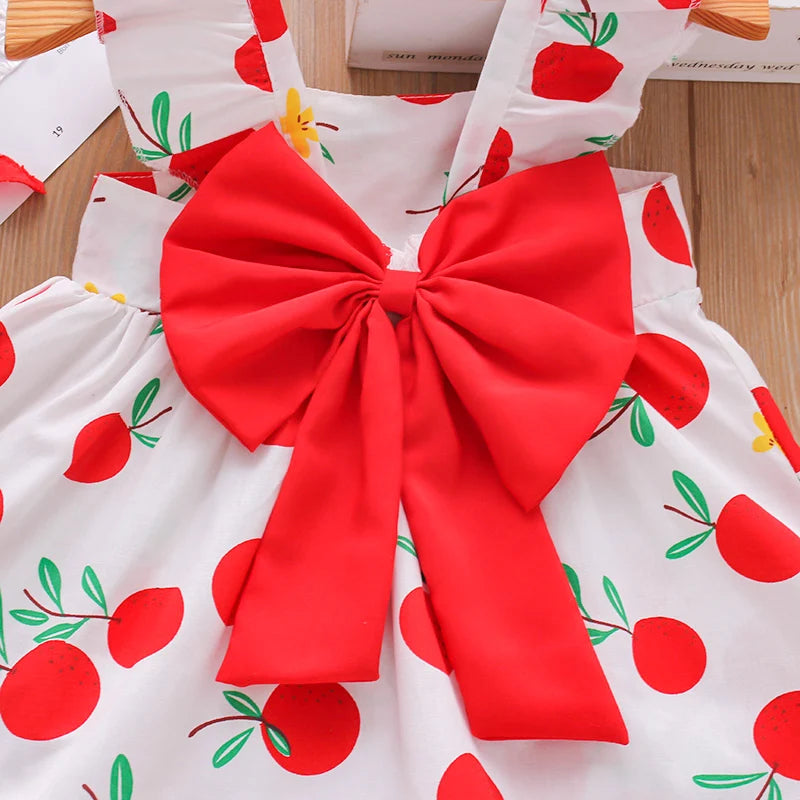 Baby Girl Dress Fruit Print Cotton Fashion Dress Summer New Comfortable Breathable Clothes