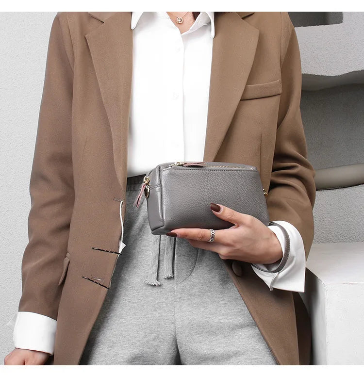 Genuine Leather Women's Shoulder Bag 2023 New Trend Fashion Minimalist Small Bag Wholesale Horizontal Crossbody Mobile Phone Bag