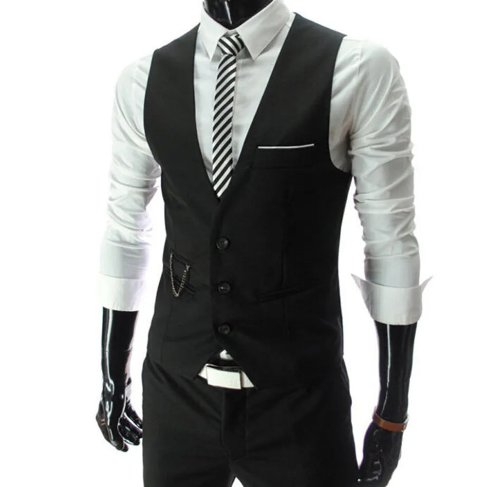 7XL High Quality Dress Vests For Men Slim Fit Mens Suit Vest Male