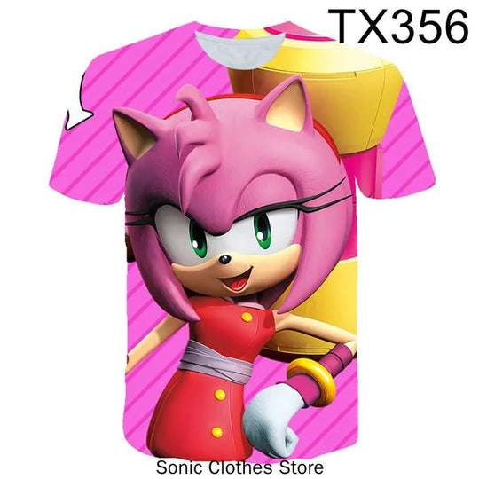 Summer Clothes For Kids New Anime Sonics T Shirt Kids Clothes Boys Cartoon Game Boys Clothes Boys Girls T-shirt Set Trucksuit