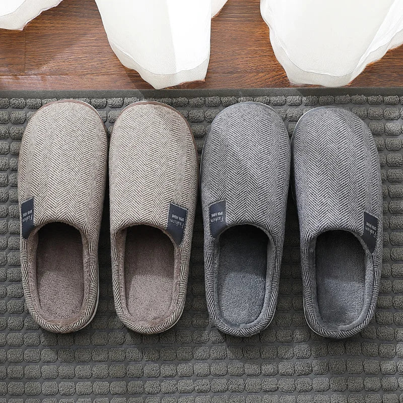 Big Size Men Winter Home Slippers Casual Shoes Women Soft Warm House Slides Indoor Bedroom Non Slip Flats Couples Floor Slipper