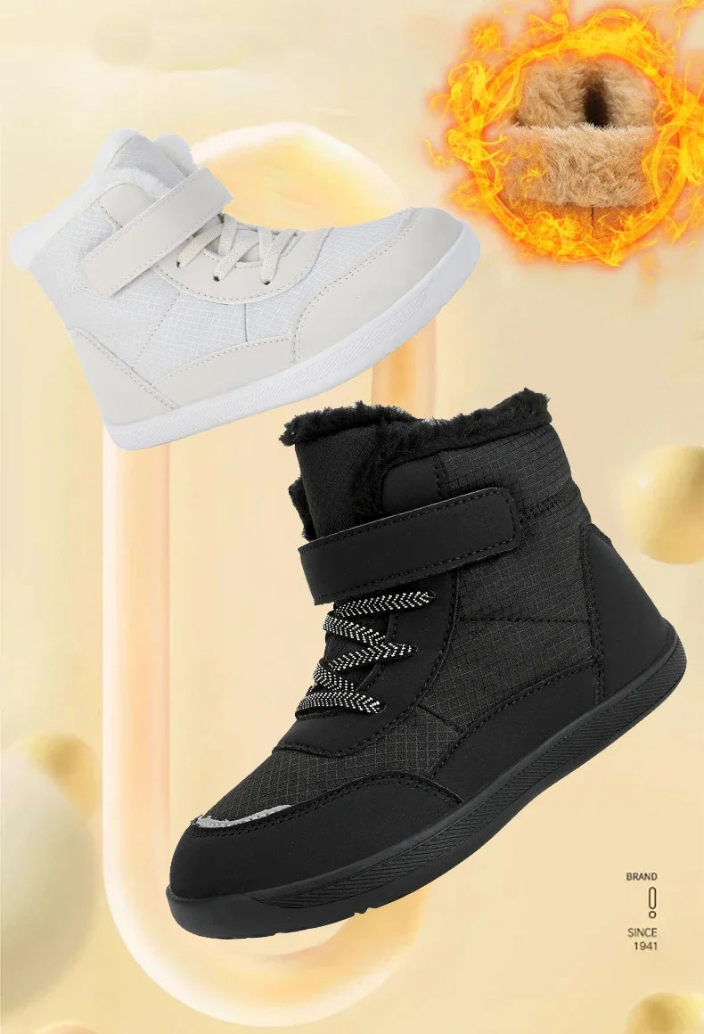 Suitable for small/middle children's wide-foot warm cotton boots for boys and girls barefoot snow boots 2024 winter