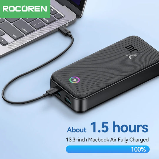 Rocoren 22.5W 20000mAh Power Bank QC PD 3.0 35W Fast Charge PowerBank  Portable 10000mAh External Battery For iPhone 16 Xiaomi