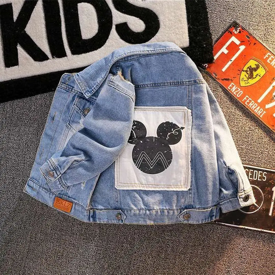 Mickey Denim Jacket For Boys Fashion Coats Children Clothing Autumn Baby Girls Clothes Outerwear Cartoon Jean Jackets Coat