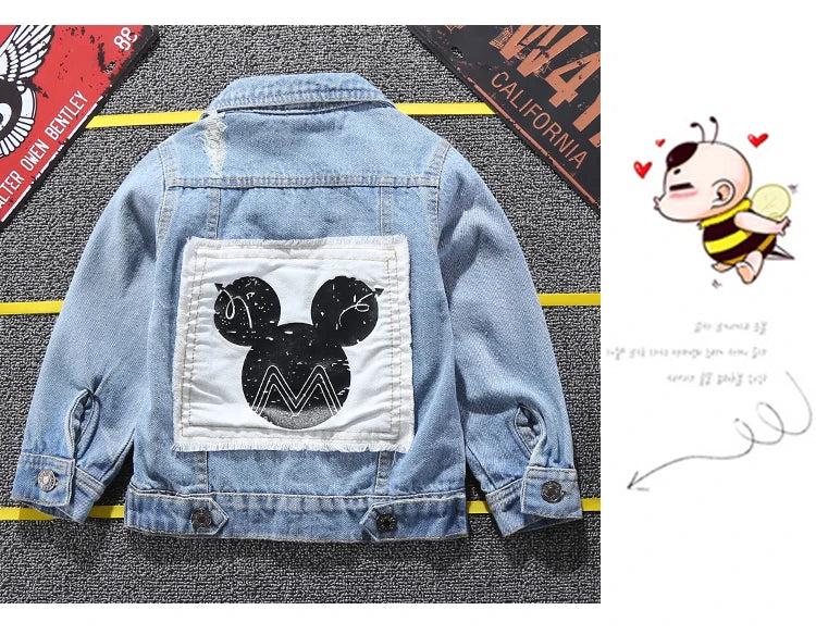 Mickey Denim Jacket For Boys Fashion Coats Children Clothing Autumn Baby Girls Clothes Outerwear Cartoon Jean Jackets Coat