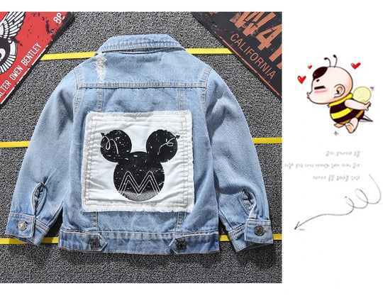 Mickey Denim Jacket For Boys Fashion Coats Children Clothing Autumn Baby Girls Clothes Outerwear Cartoon Jean Jackets Coat