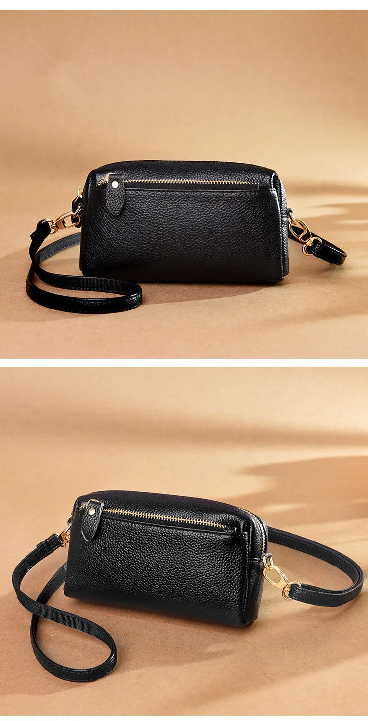 Genuine Leather Women's Shoulder Bag 2023 New Trend Fashion Minimalist Small Bag Wholesale Horizontal Crossbody Mobile Phone Bag