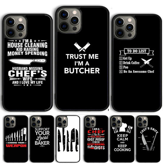 Knife kit kitchen gadget Phone case  For iPhone SE2020 15 14 X XR XS 11 12 mini 13 Pro MAX 6 7 8 Plus cover shell coque