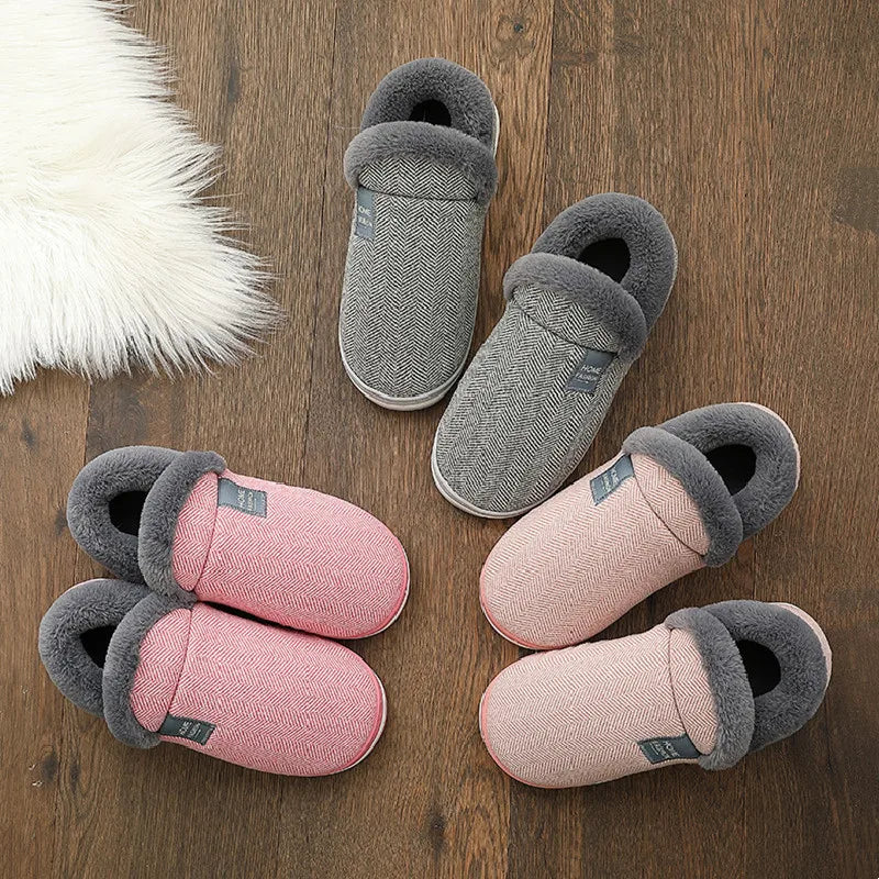 Big Size Men Winter Home Slippers Casual Shoes Women Soft Warm House Slides Indoor Bedroom Non Slip Flats Couples Floor Slipper