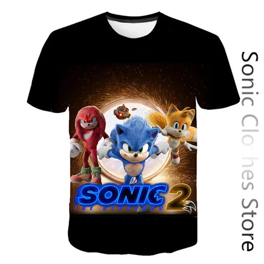 Summer Clothes For Kids New Anime Sonics T Shirt Kids Clothes Boys Cartoon Game Boys Clothes Boys Girls T-shirt Set Trucksuit