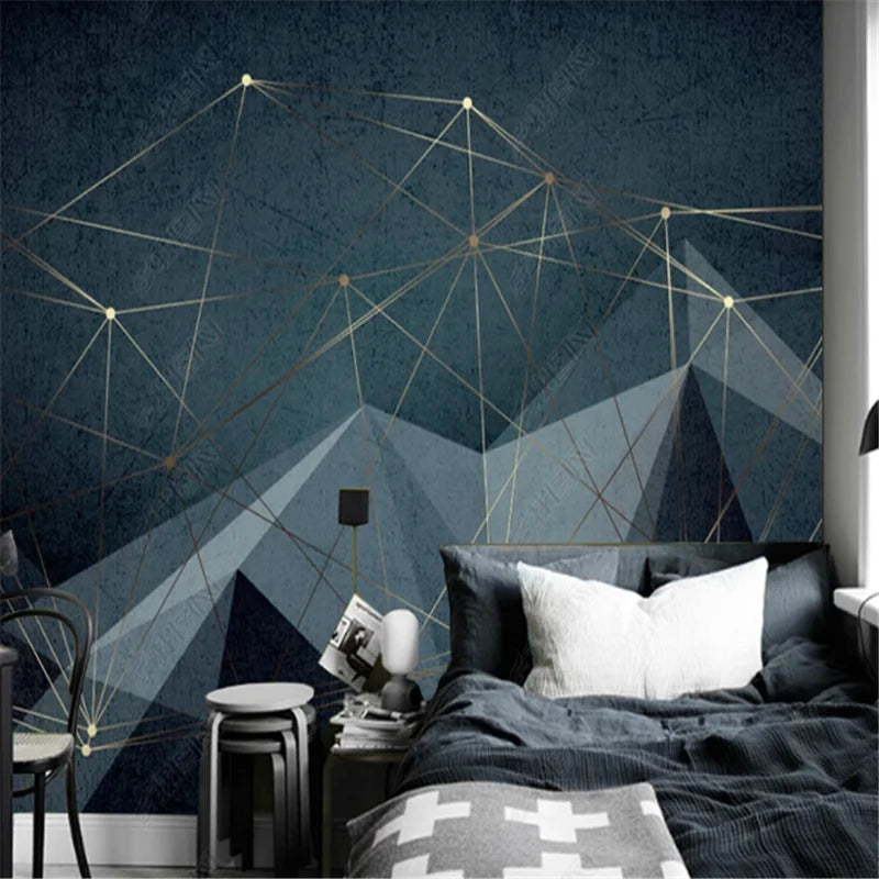 Creative Golden Geometric Lines Mural Wallpaper For Living Room Modern Abstract Light Luxury TV Background Wall Paper Home Decor