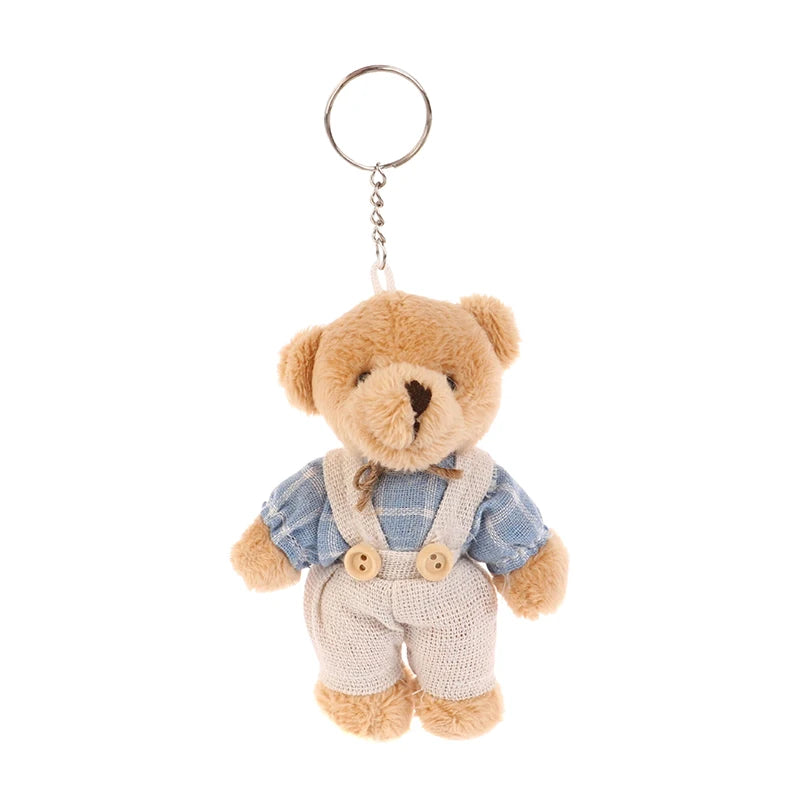 Cute Wear Clothes Bear Plush Toy Cartoon Rabbit Pendant Soft Stuffed Doll Keychain Backpack Car Bag Key Ring Decor Kid Gift