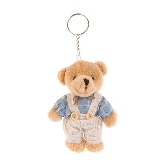 Cute Wear Clothes Bear Plush Toy Cartoon Rabbit Pendant Soft Stuffed Doll Keychain Backpack Car Bag Key Ring Decor Kid Gift