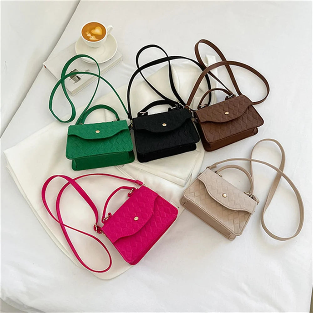 Women New Trendy Square Felt Bag Subaxillary Bag Shoulder Bag Crossbody Shopping Bag Solid Color Underarm Handbag Tote Lady Bags