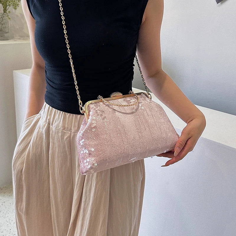 Luxury Fashion Sequined Evening Clutch Bags Women Chain Handbags Female Shoulder Messenger bag Glitter Clutch Purse Party bag