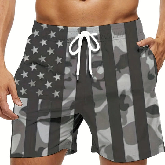 American Flag Print Swimwear Shorts Summer Men's Beach Shorts Breathable Short Quick Dry Sport Shorts Joggering Men Short Pant