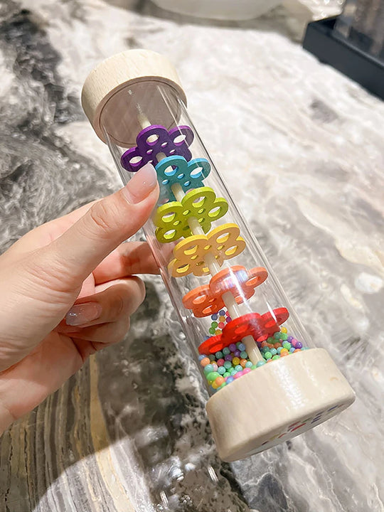 Montessori  Baby Rain Stick Rainbow Hourglass Rain Music Rattle Baby Educational Toy Rainmaker Montessori Sensory Toys for Kids