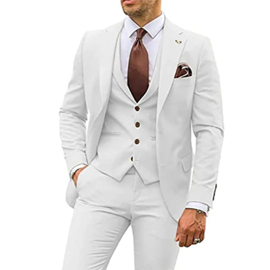 3 Pieces Beige Suits for Men 2023 Slim Fit Groom Tuxedo Wedding Suits Best Man Groomsmen Formal Party Suit Male Trajes De Hombre