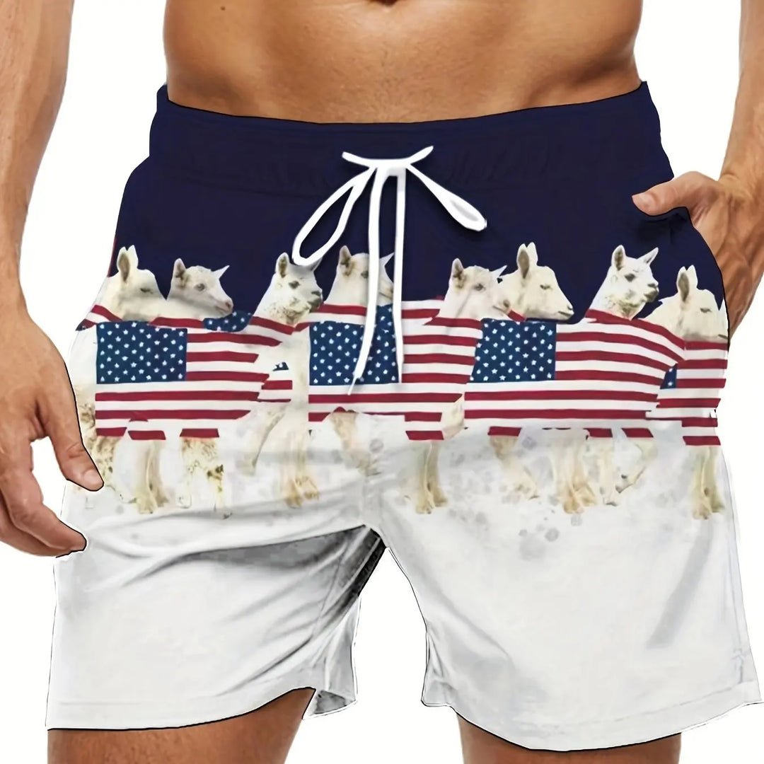 American Flag Print Swimwear Shorts Summer Men's Beach Shorts Breathable Short Quick Dry Sport Shorts Joggering Men Short Pant