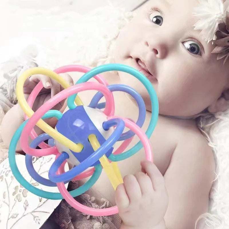 Baby Hand Ball Toys Baby Grip Training Manhattan Ball Hand Rattle Teether Food Grade Biteable Boilable