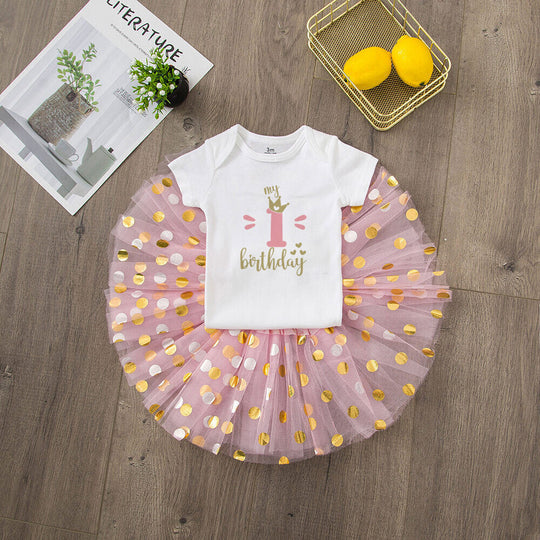 It's My 1st Birthday Baby Girl Birthday Party Dress Pink Tutu Cake Dresses + Romper Set Outfits Girls Summer Clothes Jumpsuit