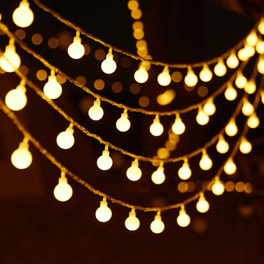 LED String Light  Outdoor 10M Ball Chain Light Garland Lamp Bulb Fairy Light Party Home Wedding Garden Christmas Decoration